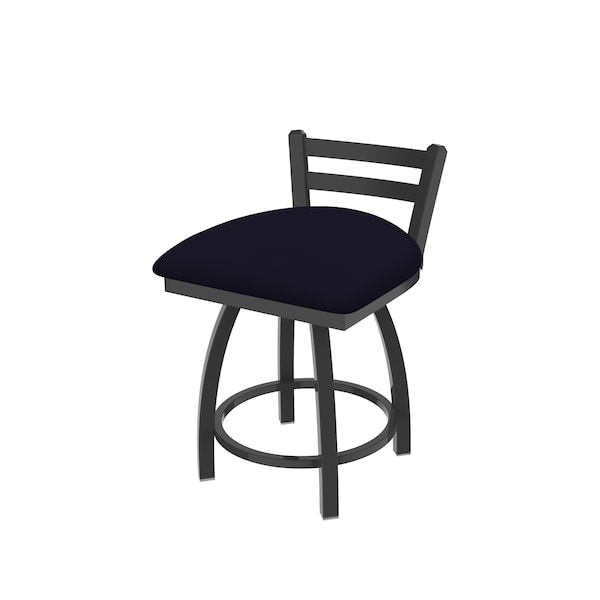 18" Low Back Swivel Vanity Stool, Pewter Finish, Canter Twilight Seat